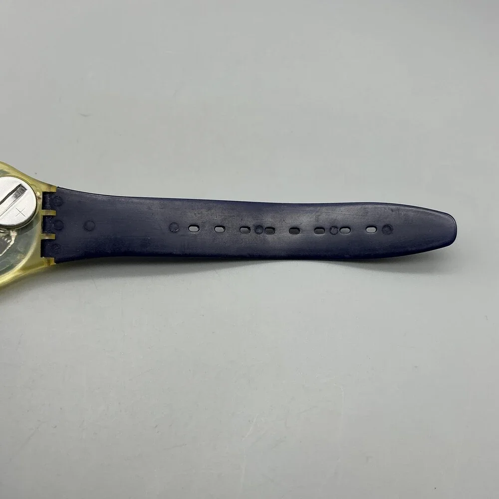 Swatch Gent Titi Parisien Womens Watch 34mm Blue Dial Blue Strap New Battery